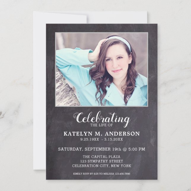 Simple Celebration Of Life Memorial Photo Funeral Invitation (Front)