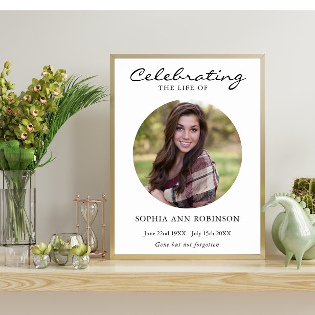 Simple Celebration of Life Photo Funeral Memorial  Poster (Creator Uploaded)