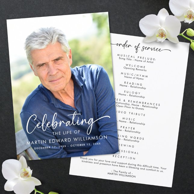 Simple Celebration of Life Photo Funeral Program (Creator Uploaded)