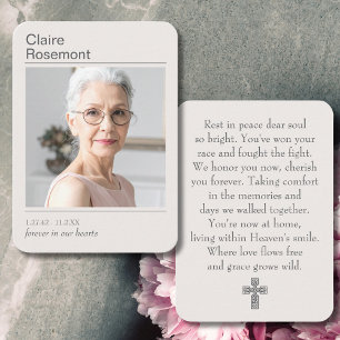 Simple Celebration of Life Photo Prayer Card