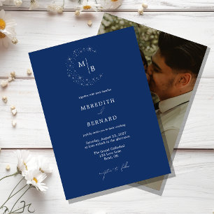 Simple Celestial Elegant Monogram Wedding Photo Invitation