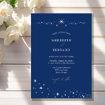 Simple Celestial Elegant Wedding Navy Blue  Invitation<br><div class="desc">Invite your guests to a night of romance and starlight with this Simple Celestial Elegant Wedding Navy Blue Invitation from the Celestial Elegant Wedding Collection. Featuring a deep navy blue background adorned with twinkling stars and refined typography, this modern celestial design is perfect for couples who love a minimalist yet...</div>