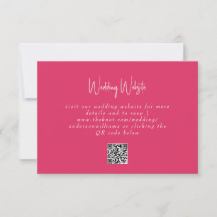 Simple Cerise Wedding QR Code Website Enclosure RSVP Card