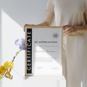 Simple Certificate Award Black White Business Logo