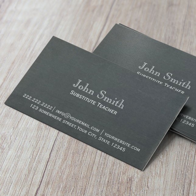 Simple Chalkboard Substitute Teacher Business Card (Creator Uploaded)