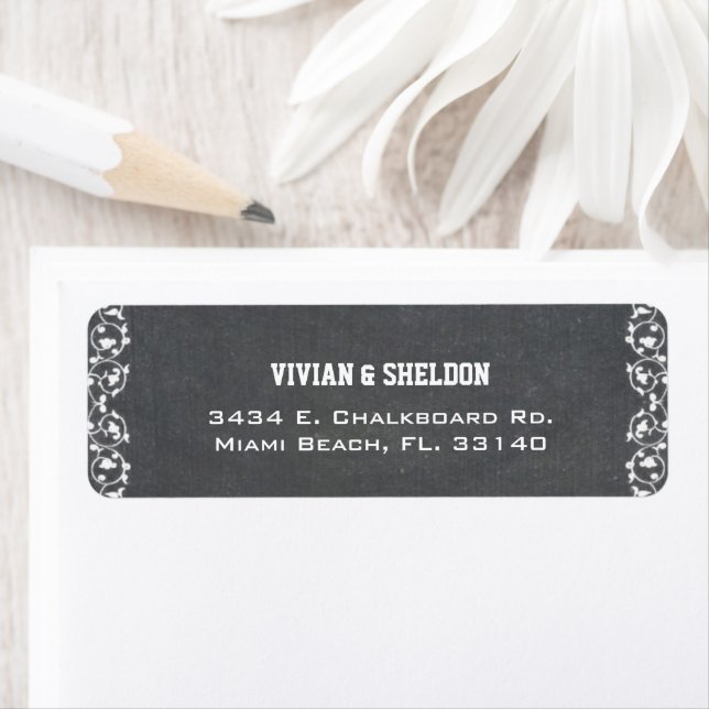 Simple Chalkboard Wedding Return Address Label (Insitu)