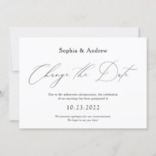 Simple Change the Date Wedding Postponed Invitation