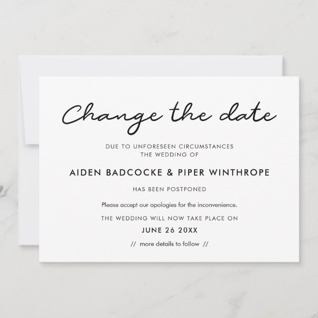 Simple Change the date wedding update card (Front)