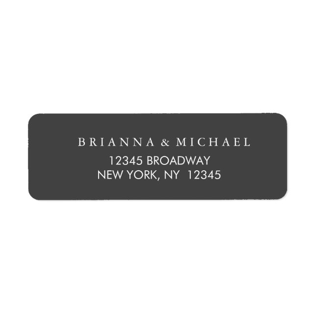 Simple Charcoal and White Return Address Label (Front)