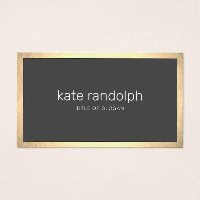 Simple Charcoal Gray  Modern  Gold Border (Front)