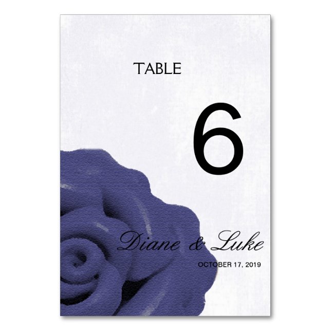 Simple Charm Purple Blue Wedding Menu+Table Card (Front)