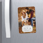 Simple Charm Save the Date Magnet<br><div class="desc">Elegant and simple save the date magnet with rounded corners features your favourite portrait-orientated full bleed photo. "Save the date, " your wedding date, names and wedding location are displayed in classic black lettering on a white notched rectangle element accented with a tiny flourish. A unique and understated choice for...</div>
