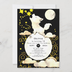 Simple Charm Wolf Birthday Invitation