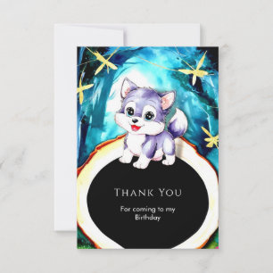 Simple Charm Wolf Birthday Thank You Card