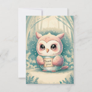 Simple Charming Owl Thank You Card