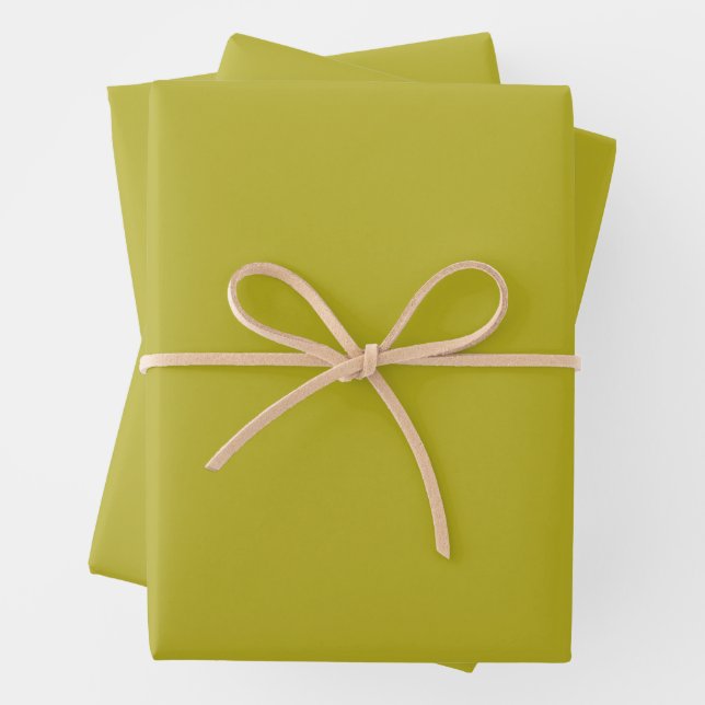 Simple Chartreuse Green Solid Plain Color Wrapping Paper Sheet (In situ)