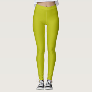 Simple Chartreuse Green Solid Plain Colour Leggings