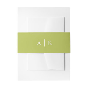 Simple chartreuse lime green invitation belly band