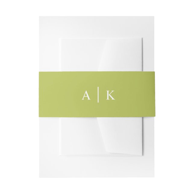 Simple chartreuse lime green invitation belly band (Front Example)