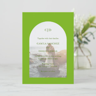Simple Chartreuse Photo Arch Modern Wedding Invitation