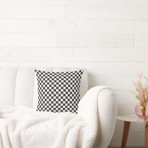 Simple Check Retro Black and White Cushion