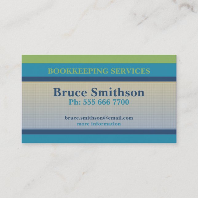 Simple Checks & Stripes Budget Business Card (Front)