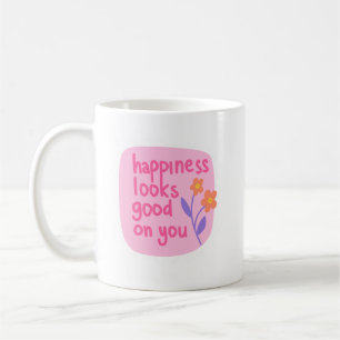 Simple Cheerful Reminder Joy Soft Pink Lettering Coffee Mug