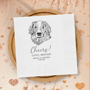 Simple Cheers Dog Hand Drawing Wedding Napkin