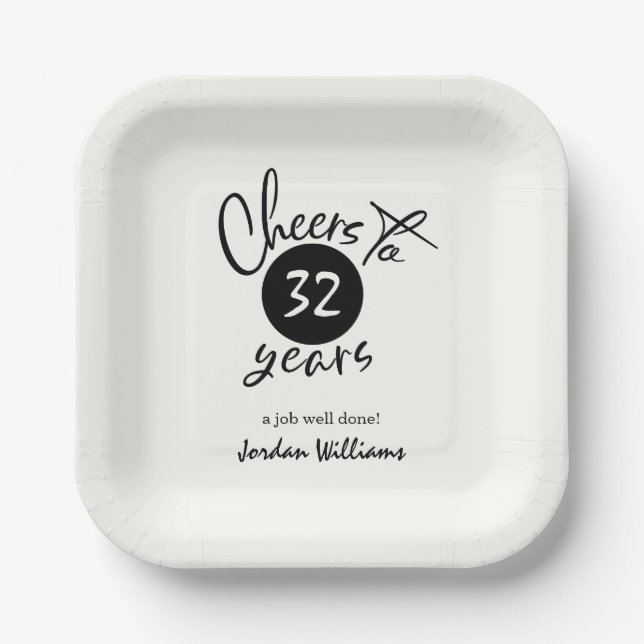 Simple Cheers to Any Years Retirement Party   Paper Plate (Front)