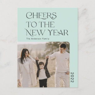 Simple Cheers to the new year 2022 family photo Po Postcard
