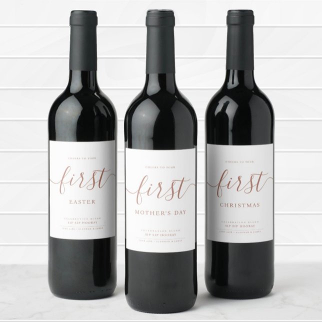 Simple Cheers to Your First Personalised Wine Labe Label (Creator Uploaded)