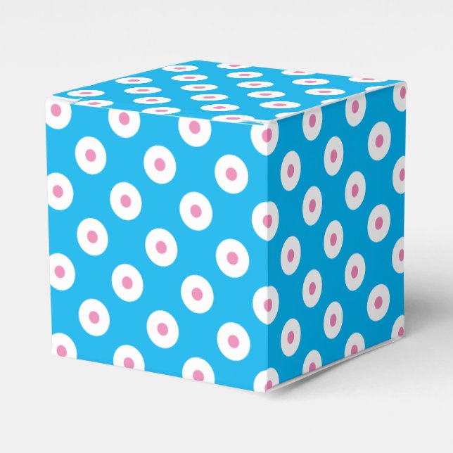 Simple & Cheery Blue, White, and Pink Polka Dotted Favour Box (Front Side)