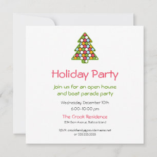 Simple Cheery Christmas Tree Dot Invitation