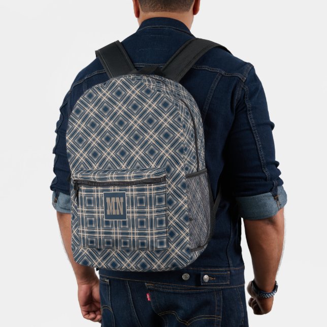 Simple chequered shirt pattern boho style  printed backpack (Insitu (Model))