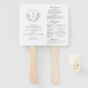 Simple Cherry Blossom Monogram Crest Hand Fan