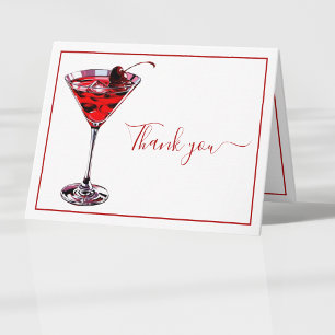 Simple Cherry Cocktail Martini Thank You Card