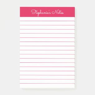Simple Cherry Red Lined Personalised Post-it Notes