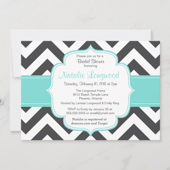 Simple chevron baby or bridal shower invitation (Front)