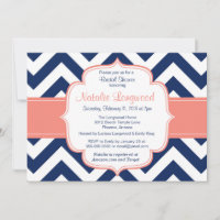 Simple chevron baby or bridal shower invitation