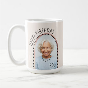 Simple Chic 80th Birthday Rose Arched Photo Gift Coffee Mug