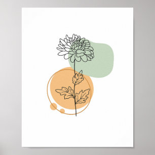 Simple Chic Abstract Minimalist Boho Style Floral  Poster