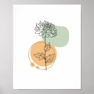 Simple Chic Abstract Minimalist Boho Style Floral  Poster