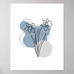 Simple Chic Abstract Minimalist Boho Style Floral  Poster