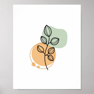 Simple Chic Abstract Minimalist Boho Style Floral  Poster