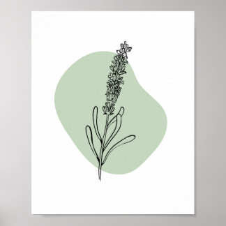 Simple Chic Abstract Minimalist Boho Style Floral Poster