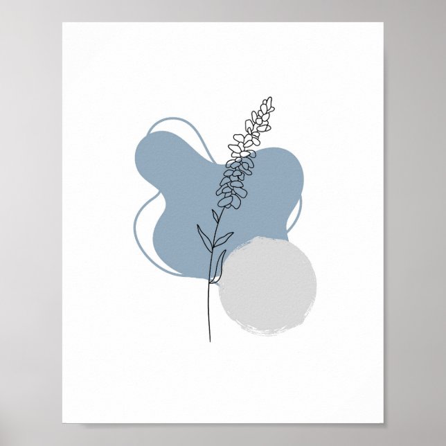 Simple Chic Abstract Minimalist Boho Style Floral  Poster (Front)