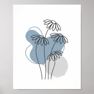 Simple Chic Abstract Minimalist Boho Style Floral  Poster
