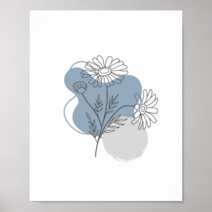 Simple Chic Abstract Minimalist Boho Style Floral Poster