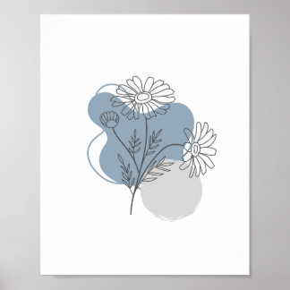 Simple Chic Abstract Minimalist Boho Style Floral Poster