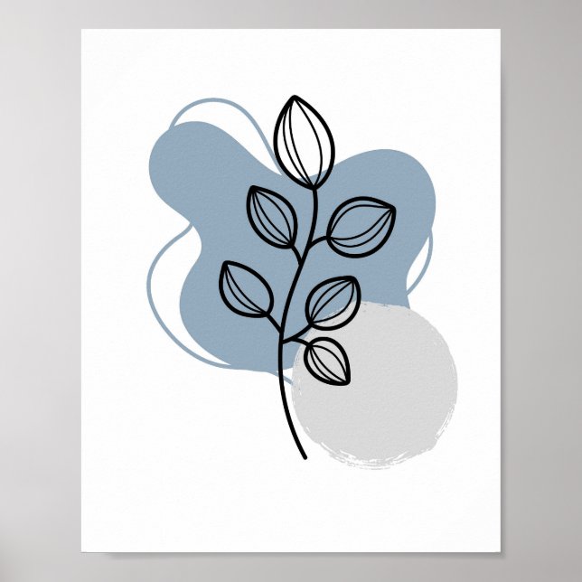 Simple Chic Abstract Minimalist Boho Style Floral  Poster (Front)